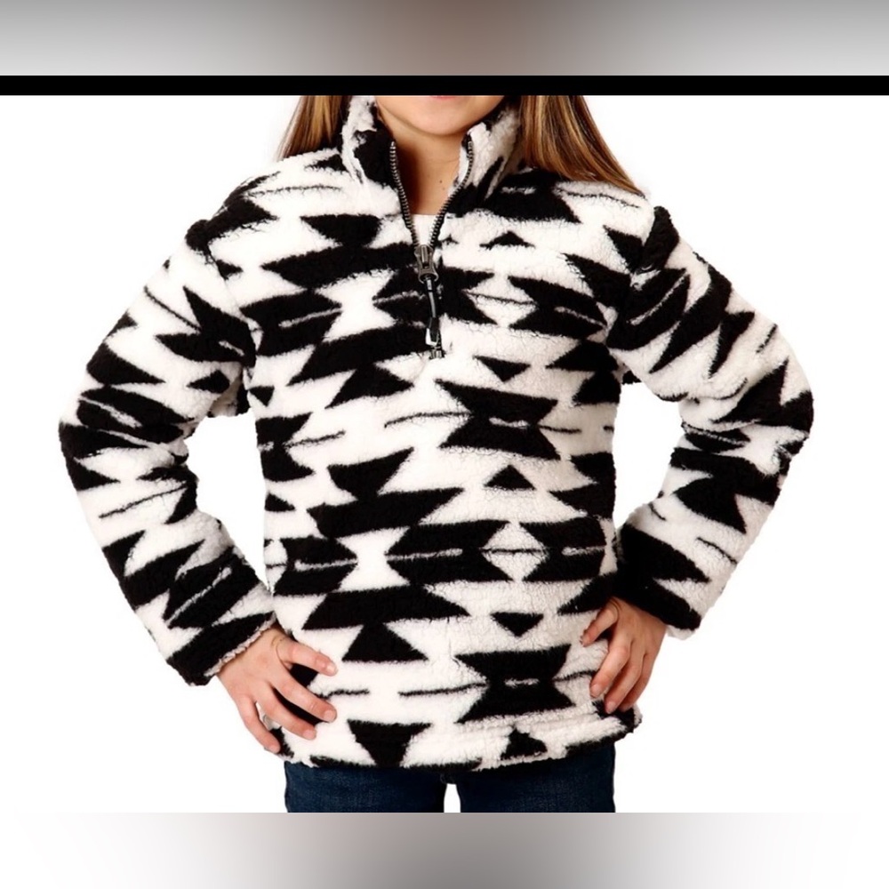 Roper western sweatshirt girls fuzzy fleece black XL -14